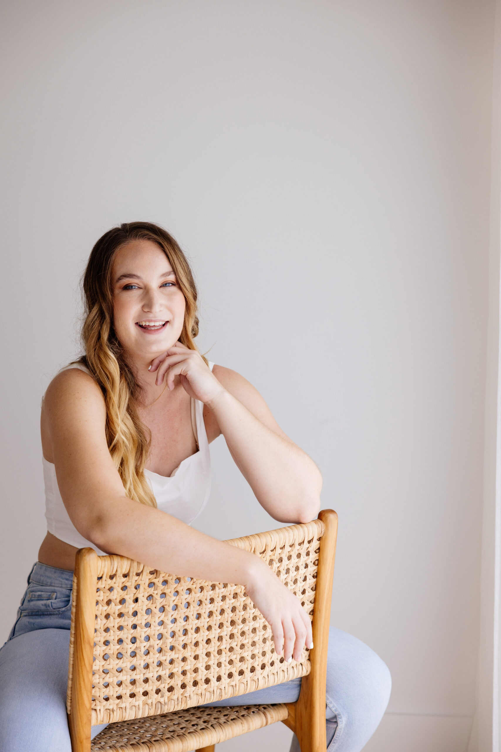 Person appearing confidently on camera